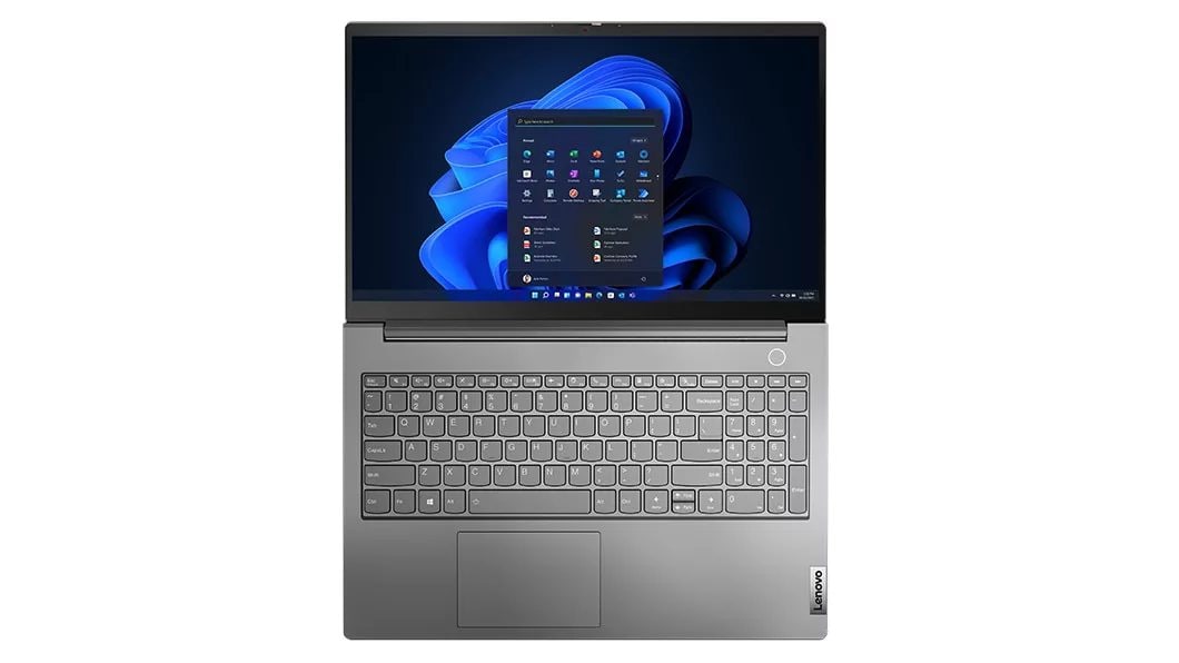 Lenovo ThinkBook 15 Gen 4 (15, AMD) laptop – top view, lid open 180 degrees