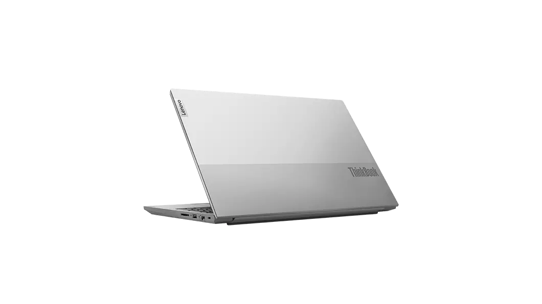 Left rear three-quarter view of Lenovo ThinkBook 15 Gen 2 open 90 degrees