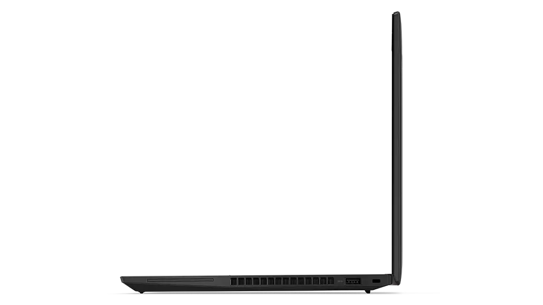 Right-side profile of Lenovo ThinkPad P14s Gen 3 laptop open 90 degrees.