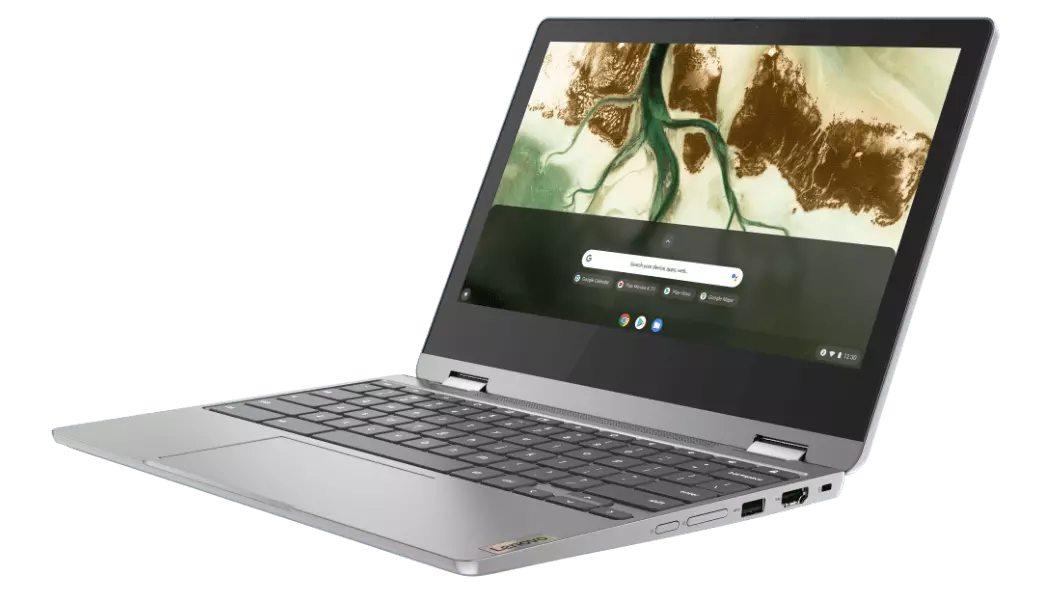 IdeaPad Flex 3i Chromebook Gen 6 (11, Intel) in Arctic Grey facing front-left