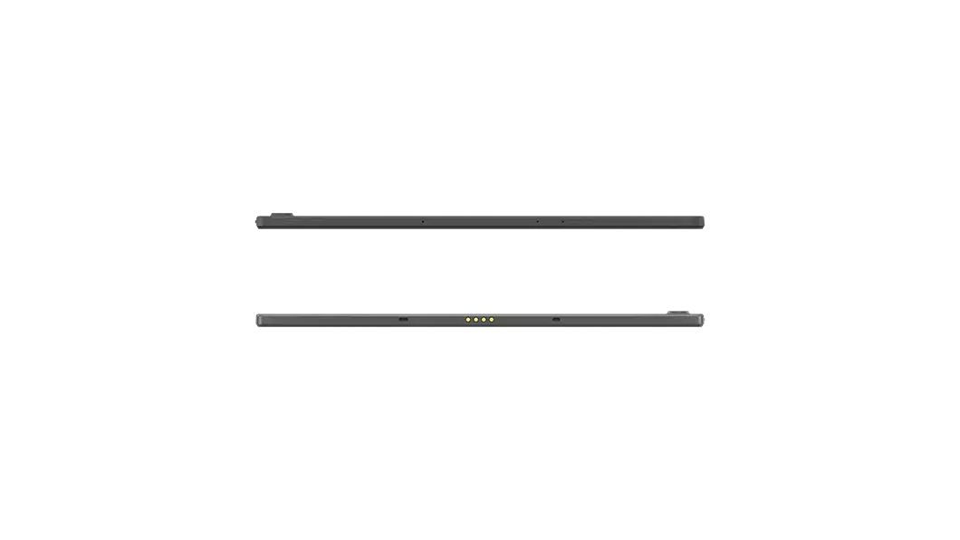 Two Lenovo Tab P11 Plus tablets—top and bottom long side views