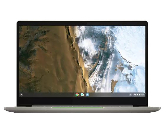 Front view of the IdeaPad 5i Chromebook Gen 6 (14” Intel), showing the display with a satellite landscape screenfill