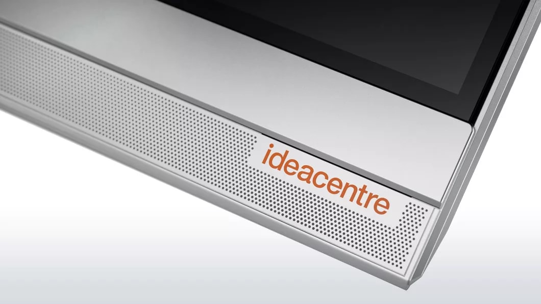 Lenovo Ideacentre AIO 520S (23), speaker detail with Ideacentre logo thumbnail