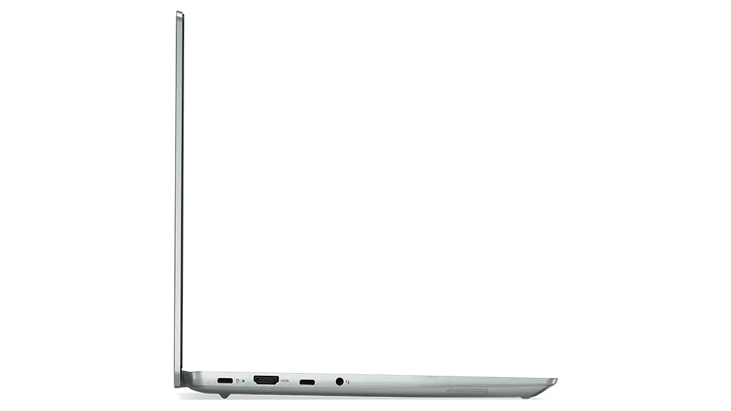 IdeaPad 5 Pro Gen 6 (14, AMD) Cloud Grey left side view, with lid open