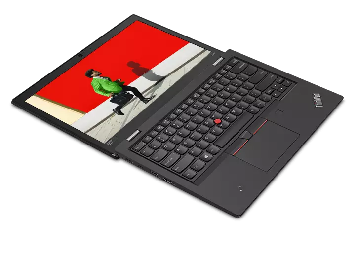 ThinkPad L380 Ultraportable Enterprise Laptop - hero image, open 180 degrees