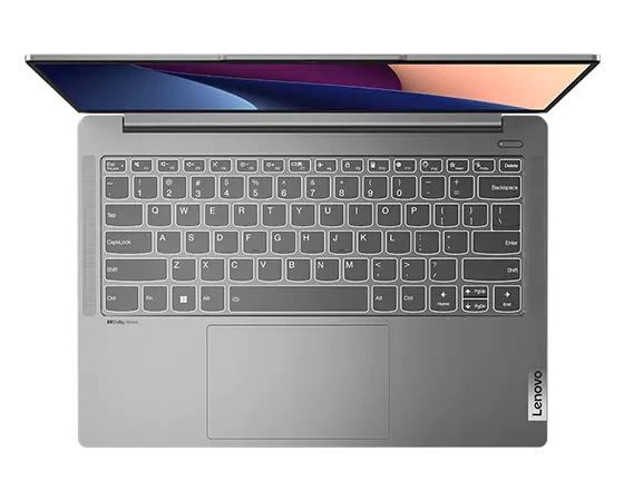 IdeaPad Pro 5i Gen 8 laptop top-down view of keyboard and display