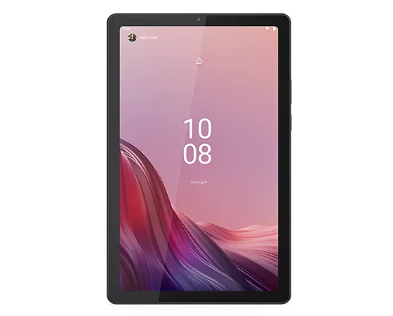 Vista frontal de la tablet Lenovo Tab M9 con la pantalla encendida