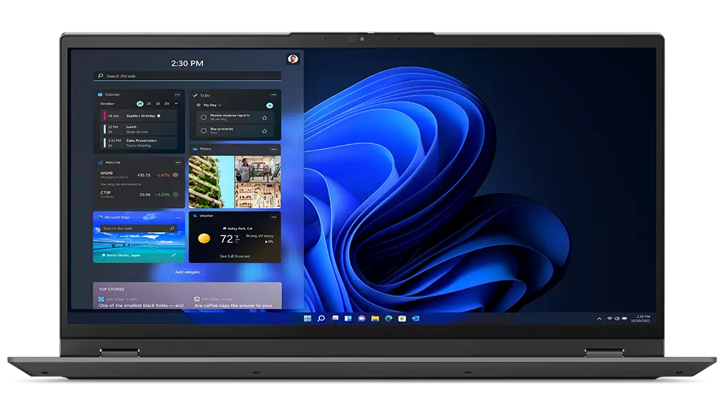 Thumbnail: Front-facing Lenovo ThinkBook Plus Gen 3 with main display showing blue swirling shapes