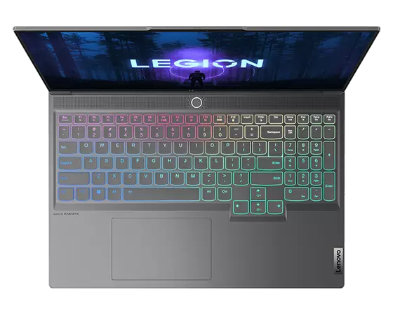 Lenovo Legion Slim 7i Gen 8 (16" Intel), Ansicht von oben, um 90 Grad geöffnet