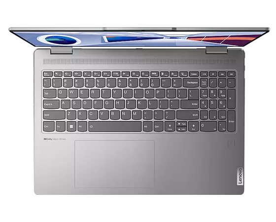 Yoga 7 Gen 8 (16″ AMD) bird’s eye view of keyboard