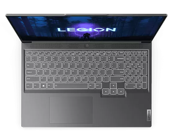 Bovenaanzicht van Legion Slim 5i Gen 8-laptop in Storm Grey