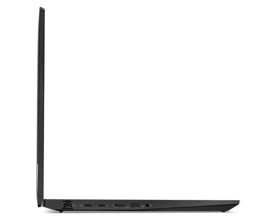 Profil gauche du portable Lenovo ThinkPad T16 Gen 2 ouvert à 90 degrés.