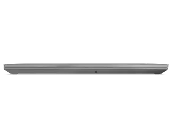 Profil à l’avant à couvercle fermé du portable Lenovo ThinkPad T16 Gen 2 en gris tempête.