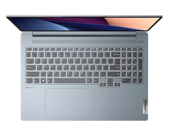 Top view of the IdeaPad Pro 5 Gen 8 (16, Intel), showing keyboard and trackpad
