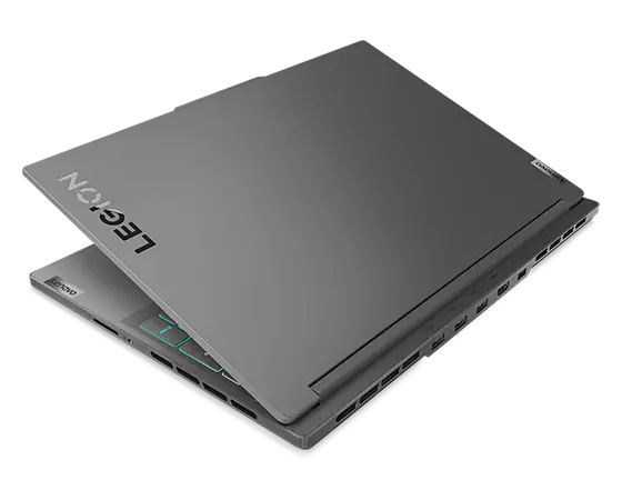 Right back view of the Lenovo Legion Slim 7 Gen 8 (16" AMD), nearly closed, showing rear and right side ports