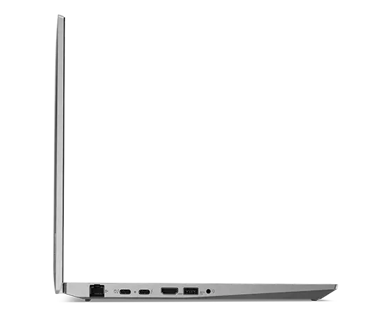 Profil gauche du Lenovo ThinkPad P16s Gen 2 (Intel 16 », ouvert à 90 degrés, montrant les bords de l’écran et du clavier et des ports
