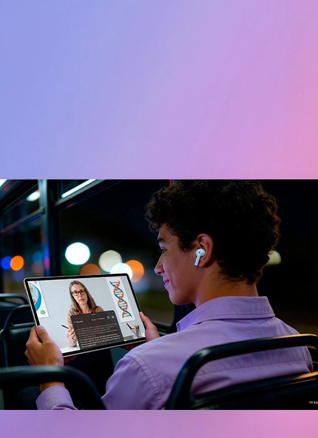 Person watching a lecture on the Lenovo Idea Tab Pro Gen 2 Tablet.